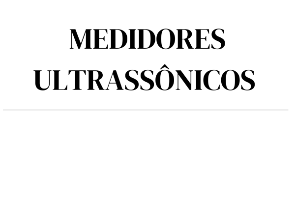 MEDIDORES ULTRASSÔNICO